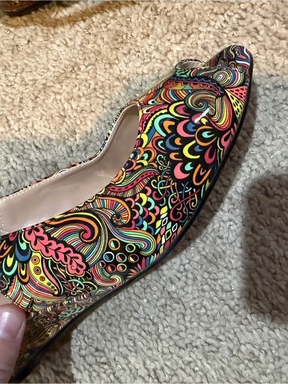 Multicolor Paisley Slingback Peep-Toe wedges